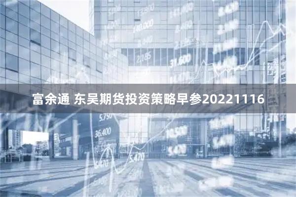 富余通 东吴期货投资策略早参20221116