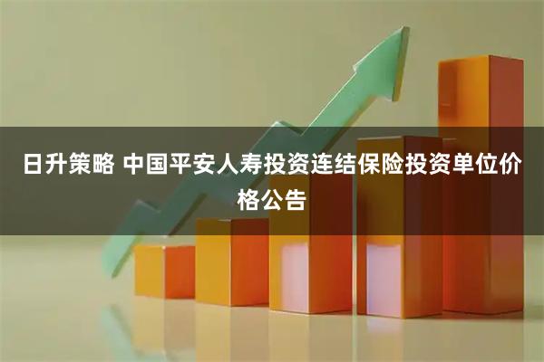 日升策略 中国平安人寿投资连结保险投资单位价格公告