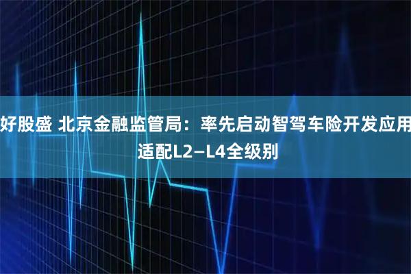 好股盛 北京金融监管局：率先启动智驾车险开发应用 适配L2—L4全级别